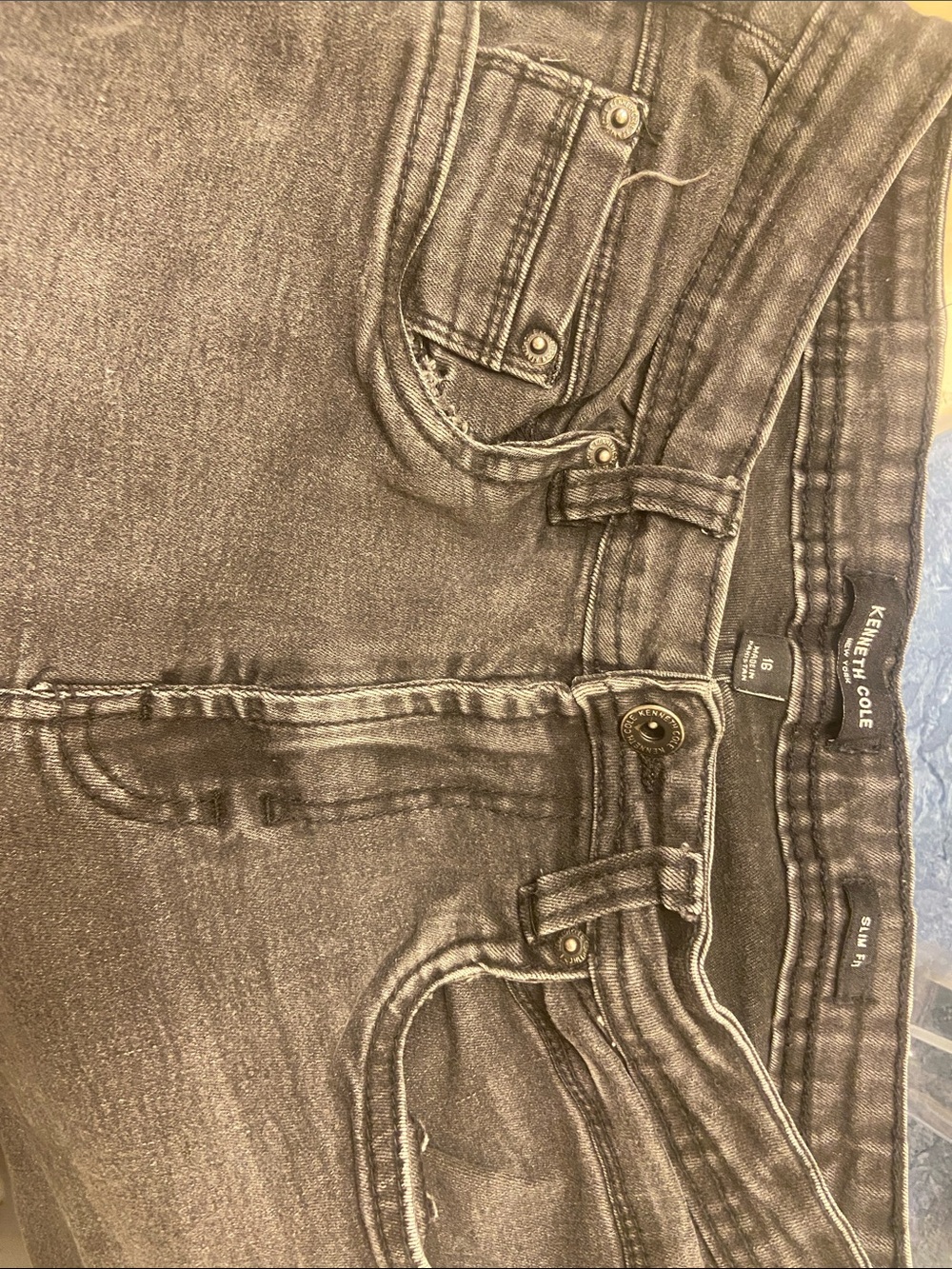 Kenneth Cole Slim Straight Washed Gray Jeans